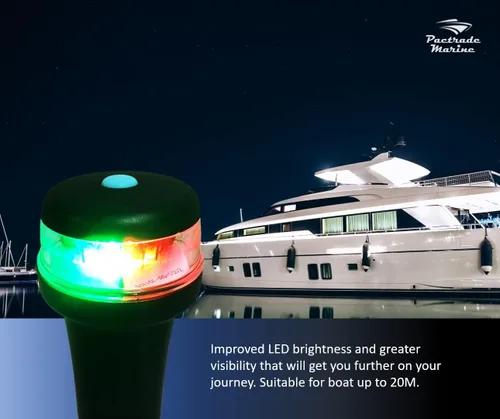 Miniatura 7 de Pactrade Marine Luces de navegación para barcos LED - Luces de navegación rojas y verdes alimentadas por batería para barcos - Adaptador y soportes