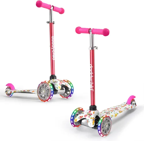 Miniatura 9 de 3-Wheel Kick Scooter for Kids Ages 3-8 Lean-to-Steer Toddler Scooter with Extra Wide Light Up Wheels, 4 Adjustable Heights, Foldable Scooters for
