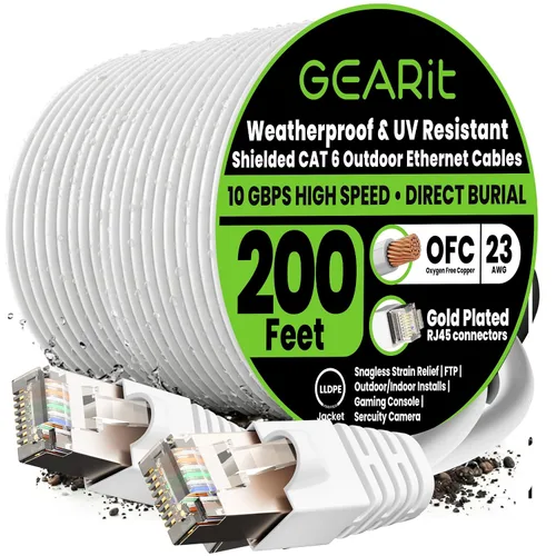 Miniatura 17 de GEARit Cable Ethernet Cat6 para exteriores (75 pies), 23AWG cobre puro, FTP, LLDPE, impermeable, enterramiento directo, subterráneo, resistente a