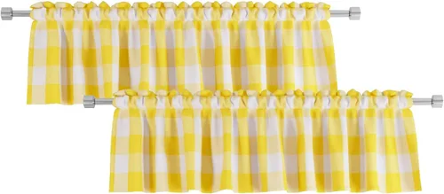 Miniatura 18 de 2 cenefas de cuadros de búfalo a cuadros para ventana de sala de estar, 16 pulgadas de largo, clásico dormitorio, baño, bolsillo para barra, cenefas