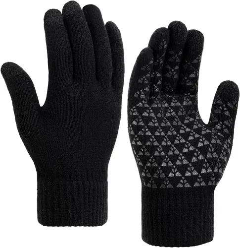 Miniatura 2 de TOBEHIGHER Guantes de invierno Guantes para mujer para clima frío, guantes de invierno para pantalla táctil, guantes de punto de lana de alpaca