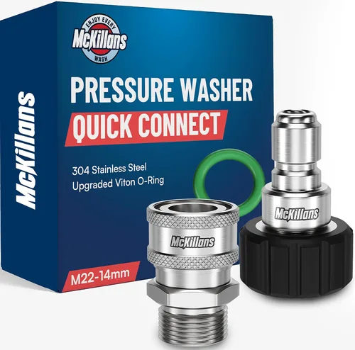 McKillans® Par de arandelas a presión M22-0.551 in de conexión rápida - Accesorios de lavadora a presión de conexión rápida M22 a 3/8 - Accesorios