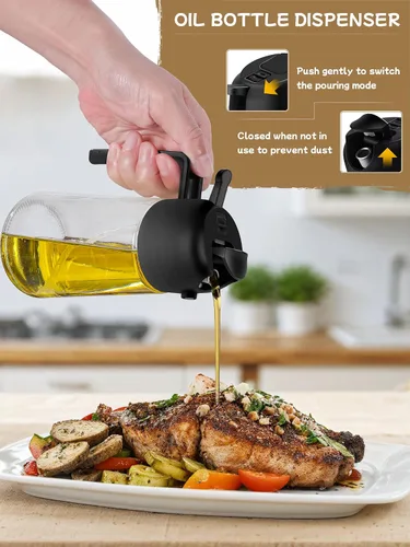 Miniatura 4 de Utensilios de cocina pulverizador de aceite para cocinar, 2 piezas, dispensador de aceite para cocina, dispensador de aceite 2 en 1 y rociador