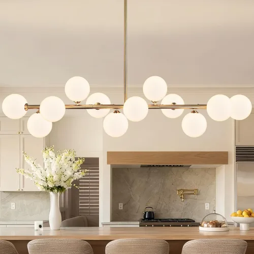 Miniatura 10 de Candelabros lineales para comedor de 10 luces, lámpara lineal moderna Sputnik, lámpara de techo Sputnik, luces de isla de 40 pulgadas para cocina