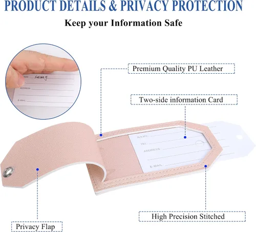 Miniatura 3 de Casmonal Etiquetas para equipaje con cubierta de privacidad completa y argollas de acero