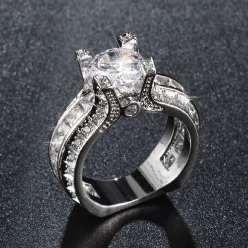 Miniatura 4 de Anillo de plata de ley 925 para mujer, topacio blanco, circonita cúbica, diamante, elegante, eternidad, compromiso, boda, talla 6-10