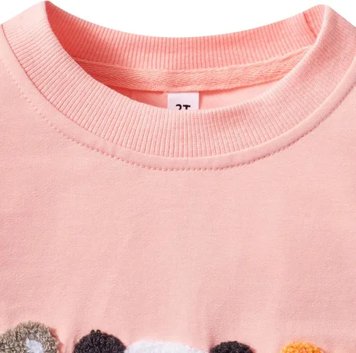 Miniatura 81 de Sudaderas para niñas pequeñas, cuello redondo, sin botones, de manga larga, para invierno, casual, ropa 2T-7T, Dinosaurio