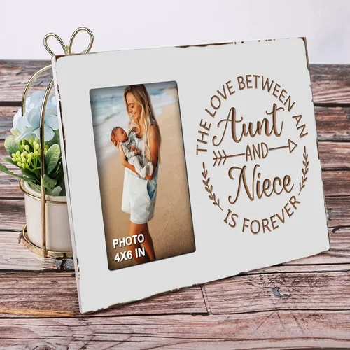 Miniatura 2 de EXQUIDECA Los mejores regalos de tía de sobrina - Marcos de fotos tallados grabados para tía 4x6 Pulgadas - El amor entre una tía y una sobrina es