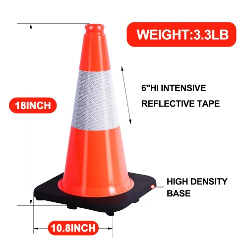 (5 Conos) BESEA 18" Pulgadas Conos de PVC Naranja Conos de Seguridad de Tráfico Base Negra Construcción Carretera Cono de Estacionamiento con Collar