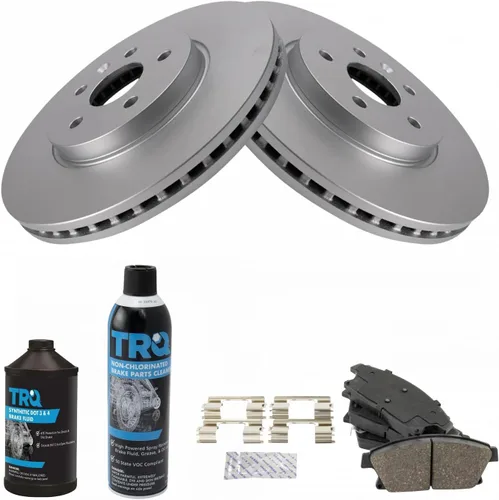Miniatura 3 de TRQ Kit de pastillas de freno delantero y rotor, kit químico de freno, pastillas de freno, rotor de freno, cerámica premium, recubierto G
