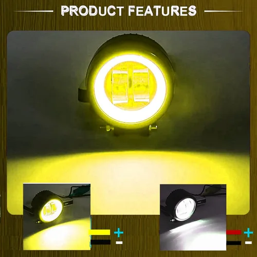 Miniatura 4 de Ourbest Luces antiniebla para motocicleta con interruptor, luces auxiliares de motocicleta de 3 pulgadas, luces LED redondas tipo halo, luces