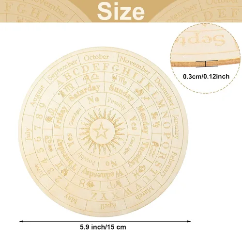 Miniatura 2 de Tablero de péndulo de estrellas de madera, tablero de mensajes metafísicos de adivinación para brujería, kit de suministros de altar wicca
