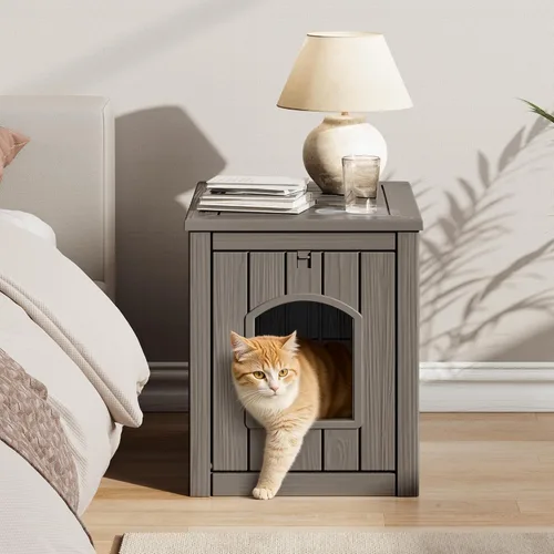 Miniatura 7 de KAMABOKO Casa para gatos al aire libre, refugio de plástico PP resistente a la intemperie para uso en interiores y exteriores, casa duradera