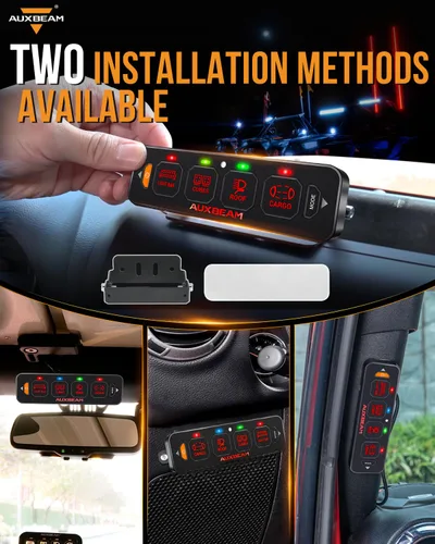 Miniatura 3 de Auxbeam Panel de interruptores de 4 bandas delgado RGB AS-R40 Panel de interruptor atenuable automático con pulsación momentánea, retroiluminación