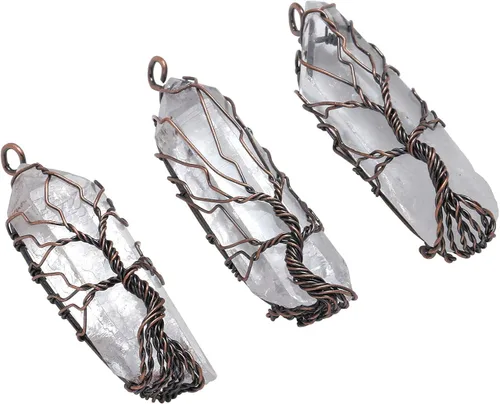 Miniatura 6 de VadiForest Natural Healing Crystal Stone Tree of Life Wire Wrapped Pendant Necklace Reiki Gemstone Quartz Wand Heart Necklace Women Girl Jewelry for