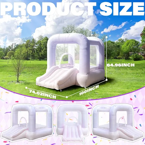Miniatura 8 de Casa de rebote para niños pequeños de 1 a 3 años, mini casa de rebote con tobogán para interiores y exteriores, 8.33 pies de largo x 5.4 pies