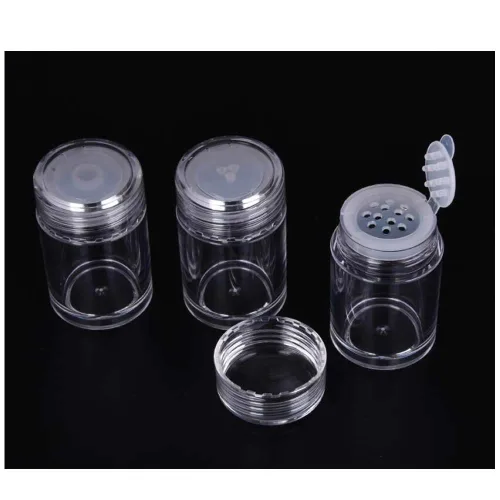 Miniatura 8 de RAYNAG 6 botellas vacías de polvo suelto para viajes, cosméticos con purpurina en polvo, para sombra de ojos, botella agitadora con tamiz y tapas