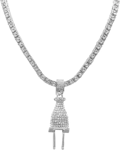 Miniatura 6 de Bling Hip Hop - Colgante de lujo cubierto con diamantes de imitación transparentes, pulsera cubana helada y juego de regalo de anillo brillante