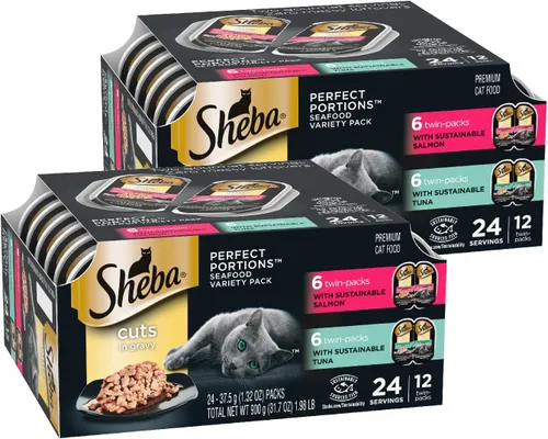 Miniatura 19 de Sheba Perfect Portions - Cortes de comida húmeda para gatos en salsa, plato de pollo asado, plato de pavo tierno, con salmón sostenible y con atún