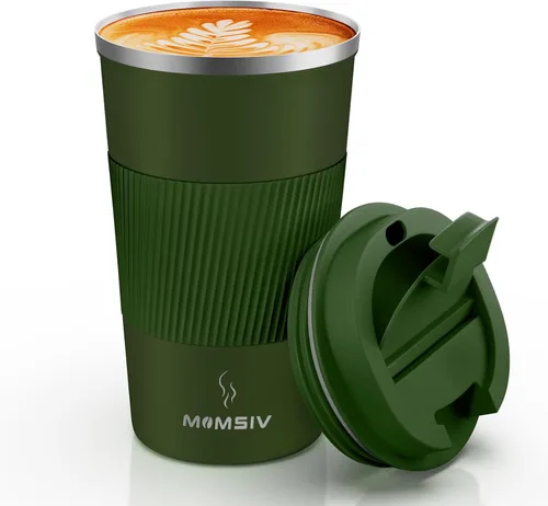 Miniatura 11 de MOMSIV Taza de viaje de 17 onzas, taza de café aislada con tapa a prueba de fugas, vaso reutilizable de doble pared de acero inoxidable al vacío