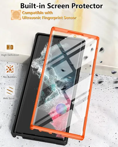 Miniatura 3 de FNTCASE Funda para Samsung Galaxy S22 Ultra: protector de pantalla integrado y soporte y funda con clip para cinturón, cubierta protectora de doble