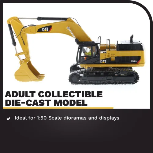 Miniatura 3 de Diecast Masters Excavadora Caterpillar 374D L 1:50 High Line Series Cat Trucks y equipo de construcción Modelo a escala 1:50 coleccionable
