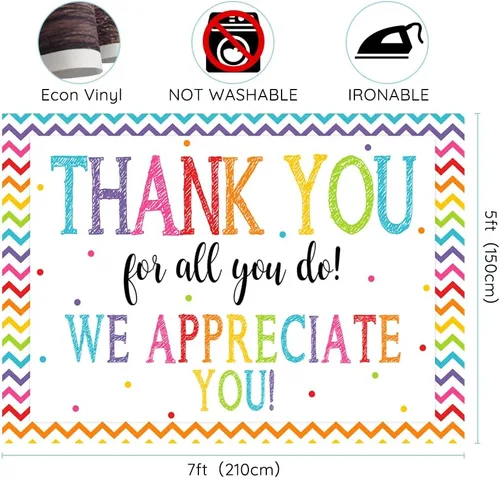 Miniatura 3 de Telón de fondo de 7 x 5 pies con texto en inglés "Thank You for All You Do", "Felicitaciones, graduados", "Be Thankful to the Teacher Doctor Staff