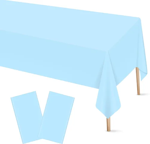 Miniatura 46 de Mulbozy 2 piezas de mantel de plástico negro para mesa rectangular, 54 × 108 pulgadas, fundas desechables de mesa para fiestas negras