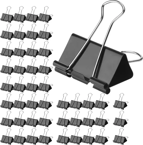 Miniatura 8 de 48 paquetes de clips para carpetas extra grandes de 2 pulgadas, clip de papel grande, clip jumbo a granel, abrazadera para papeleo grande y Negro