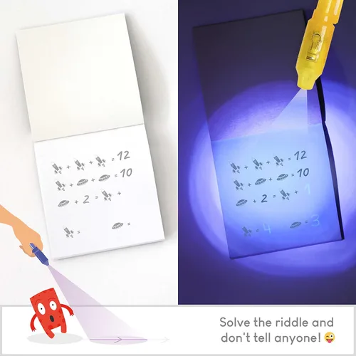 Miniatura 4 de BONNYCO Paquete de 32 bolígrafos y cuadernos de tinta invisible. Recuerdos de fiesta con temática espacial para niños, bolsas de regalo, piñata