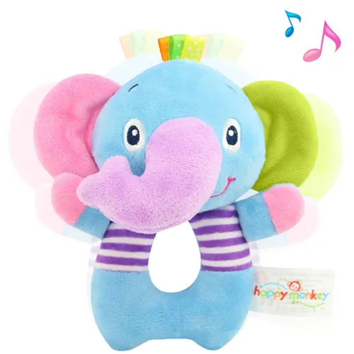 Juguete de sonajero de elefante de peluche suave para bebés de más de 0 meses, juguete de agitación para recién nacidos, juguete de animal de