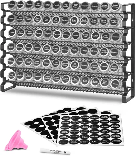 Miniatura 10 de VEVOR Organizador de especias desmontable para gabinete, organizador de condimentos apilable de 4 corbatas, tarros de especias, almacenamiento