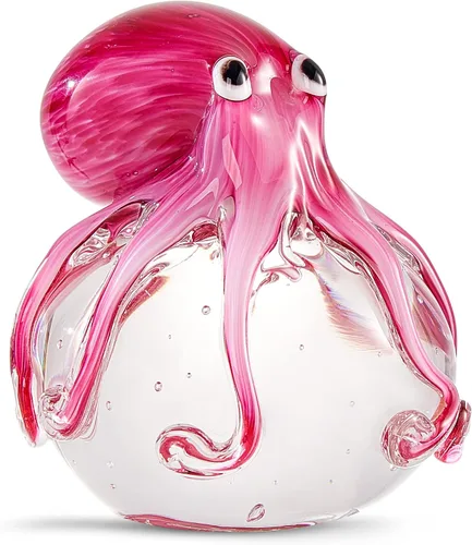 Miniatura 9 de EUSTUMA Adorno de figura de medusa de vidrio soplado a mano, adorno de animales marinos para acuario de pecera, colección de animales marinos