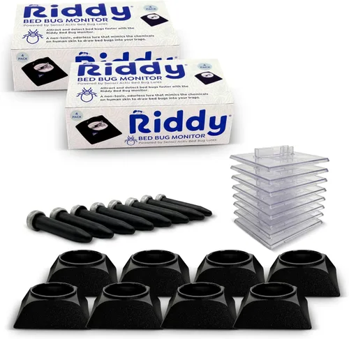 Miniatura 9 de Kit de detección de chinches Riddy, trampa y señuelo para detección y monitoreo temprano, seguro para colchón, para el hogar o viajes, paquete de 4