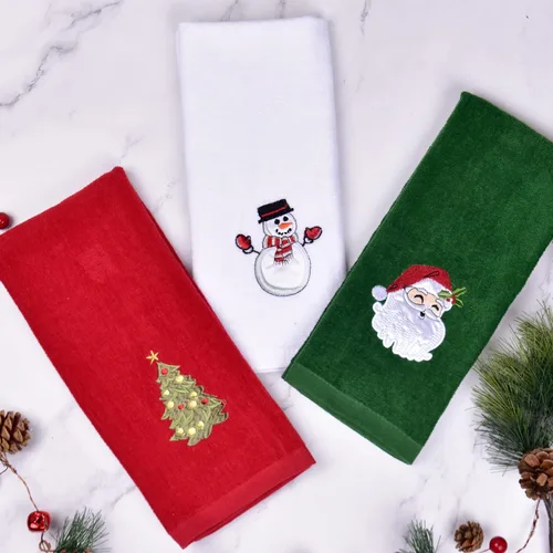 Miniatura 3 de Toallas de mano navideñas de gran tamaño para baño, 15 x 24 pulgadas, paquete de 3, toallas de cocina de algodón navideñas, juegos de toallas