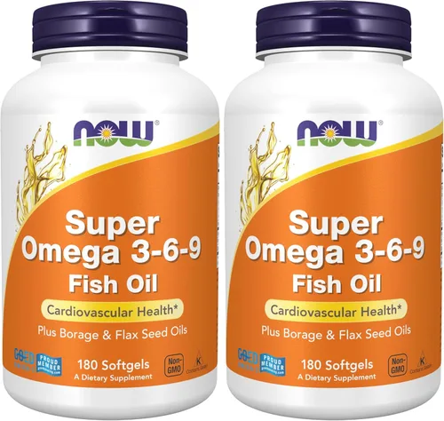 Miniatura 9 de NOW Suplementos, Super Omega 3-6-9 1200 mg con una mezcla de aceites de pescado, borraja y semillas de lino, 180 cápsulas blandas