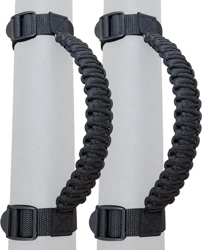 Asas de Agarre de Barra Enrollable para Jeep Asas de Agarre para Jeep Wrangler YJ TJ JK JKU JL JLU 1987-2024 Mango de Agarre Paracord Carga de 250