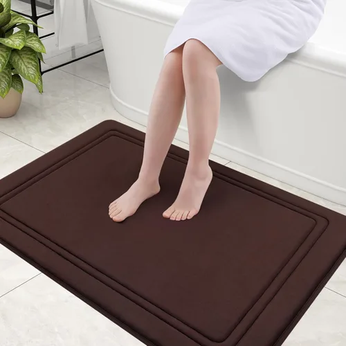 Miniatura 40 de Grandaily Alfombra de baño de espuma viscoelástica de 24 x 16 pulgadas, ultrasuave, antideslizante y absorbente, lavable a máquina, cómoda alfombra
