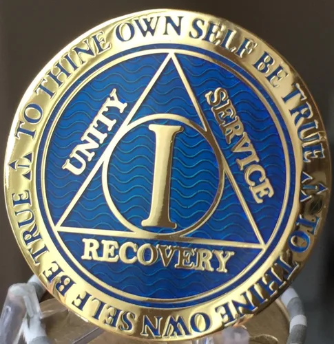 Miniatura 7 de RecoveryChip 1 año AA Medallion Reflex Blue Gold Plated Chip
