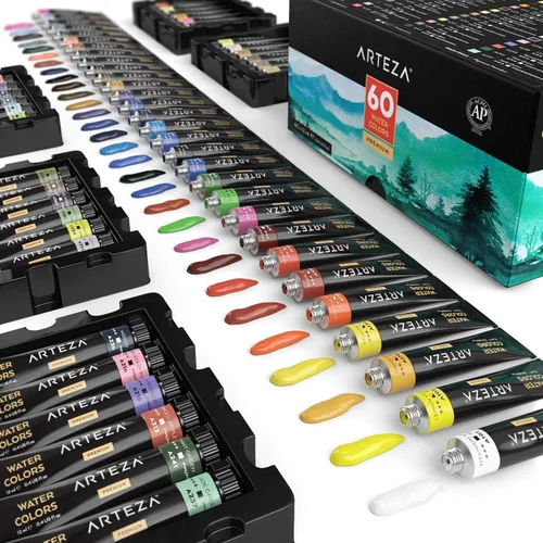 Miniatura 9 de ARTEZA Juego de pintura acrílica y juego de pintura de acuarela, suministros de arte de pintura para artistas, pintores de pasatiempos