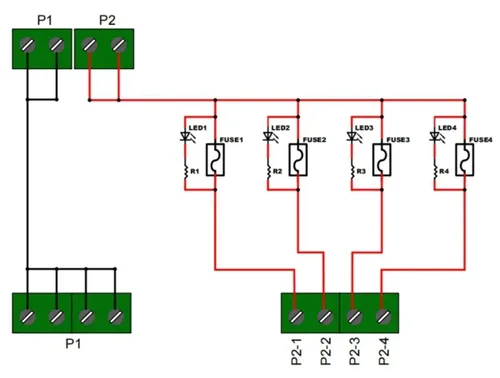Miniatura 7 de Placa de módulo de distribución de energía con fusible de 4 posiciones para montaje en carril DIN, portafusibles de 0.197x0.787 in, con luz