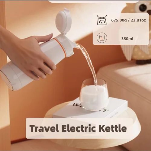 Miniatura 2 de Hervidor eléctrico de viaje, acero inoxidable 316, recargable por USB, calentador inalámbrico, portátil, 11.8 fl oz, con aislamiento térmico
