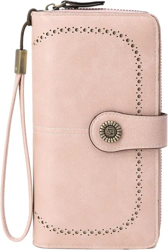 Miniatura 15 de VONCOSS Cartera larga con cremallera alrededor de las mujeres de gran capacidad, para tarjetas de crédito, soporte para teléfono, embrague