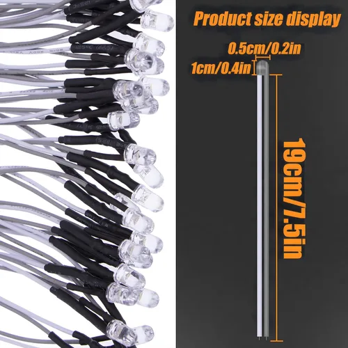 Miniatura 3 de 35 diodos LED de color blanco cálido precableados de 0.197 in, ultra brillantes de 12 V, resistencia integrada para proyectos de bricolaje, Arduino
