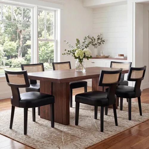 Miniatura 49 de VESCASA Juego de 2 sillas de comedor modernas de mediados de siglo, sillas de comedor tapizadas de lino con respaldo curvado ergonómico, patas
