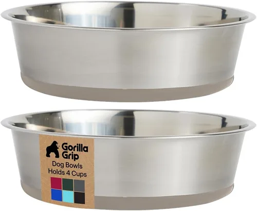 Miniatura 23 de GORILLA GRIP Tazones para perros, acero inoxidable 304 de grado alimenticio, con capacidad para 2 tazas cada uno (16 onzas líquidas) para alimentos