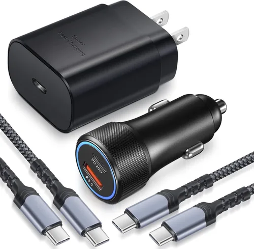 Cargador súper rápido tipo C, adaptador de cargador de pared/coche USB C Bangfun de 25W para Samsung Galaxy S25/S24/S23/S22 Ultra/S21/S20 fe/S10,