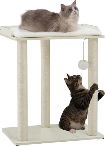 Miniatura 13 de FourFurPets - Árbol para gatos grande de 26.7 pulgadas, torre y condominio, postes para rascar para gatos de interior, plato grande, tres postes