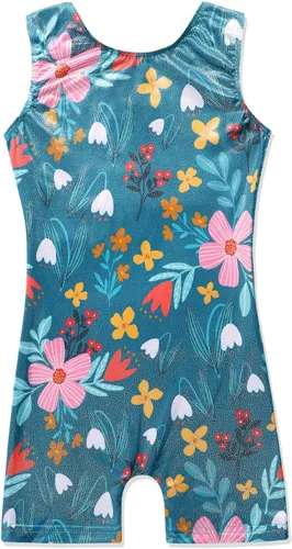 EQSJIU Leotardos de gimnasia con pantalones cortos para niñas, unicornio, arco iris, globo, flor, colores degradados, mallas con pantalón ciclista