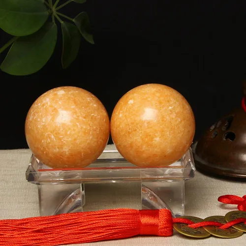 Miniatura 8 de BRABUD TQZDBS030 - Bolas chinas de estrés para la salud de Baoding de mármol naranja en piedra natural con caja